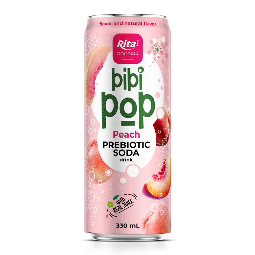 Bibi Pop Prebiotic Soda drink with real peach juice 330ml 